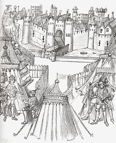 Belägringen av Rouen i Frankrike 1418, ur "A Short History of the English People" av J. R. Green, publicerad 1893. av English School