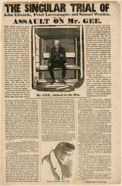 Der außergewöhnliche Prozess wegen des Angriffs auf Mr. Gee, 1834 von English School