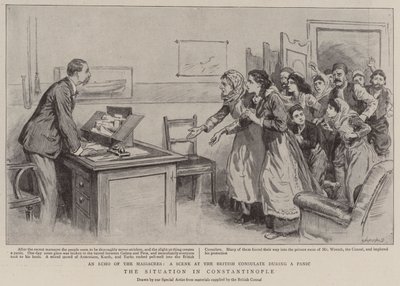 Situationen i Konstantinopel (litho) av English School