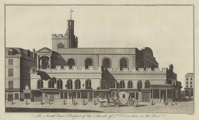 Den sydöstra utsikten av Church of St Dunstan i väst, London av English School