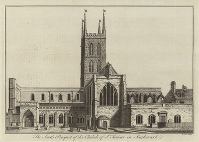 Södra utsikten för Church of St Saviour i Southwark av English School