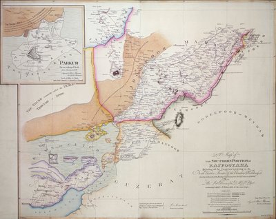 Den södra delen av Rajpootana, 1820 (färggravyr) av English School