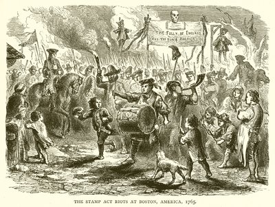 The Stamp Act Riots i Boston, Amerika, 1765 av English School