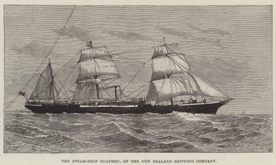Steam-Ship Ruapehu, från New Zealand Shipping Company (gravyr) av English School