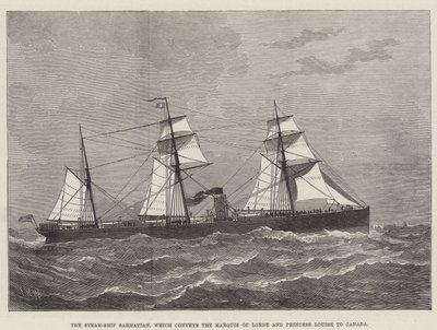 Steam-Ship Sarmatian, som förmedlar markisen av Lorne och prinsessan Louise till Kanada (gravyr) av English School