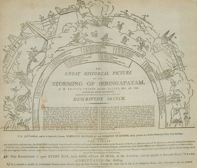 Die Erstürmung von Seringapatam, gemalt von Robert Ker Porter, Panorama im Lyceum, Strand, London von English School