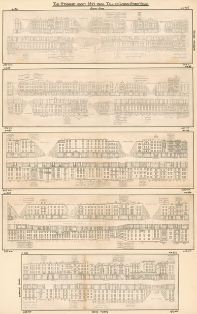 The Strand ca 1844 från Talliss London Street Views av English School