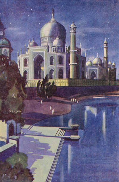 Taj Mahal (färglitografi) av English School