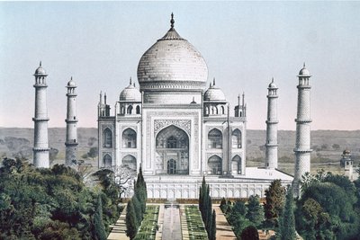 Taj Mahal i Agra (färg litho) av English School