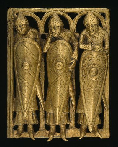 Temple Pyx, c.1140-50 (förgylld kopparlegering) av English School