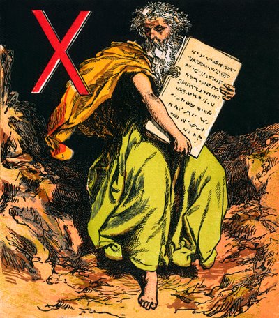 De tio budorden (färglitografi) av English School