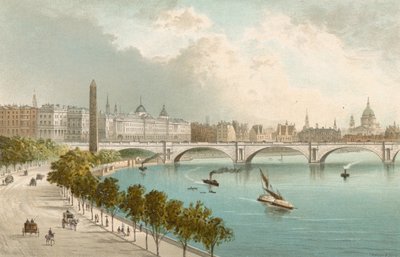 Themsen Embankment--blickar österut av English School