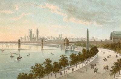 Themsen Embankment - ser västerut ut av English School