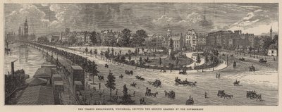 Thames Embankment, Whitehall, visar marken som regeringen hävdar av English School