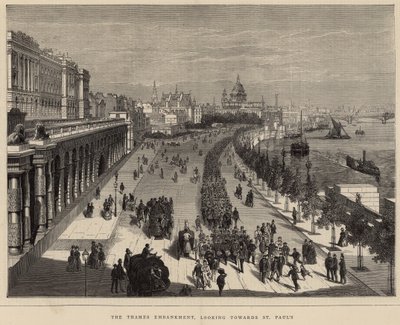 Themsen Embankment, med utsikt mot St Pauls av English School