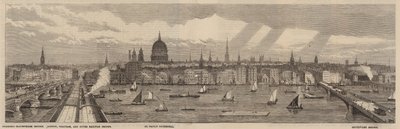 Themsen Embankment på norra sidan av Themsen från Palace of Westminster till Blackfriars Bridge av English School