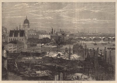 The Thames Embankment fungerar, sett från Kings College av English School
