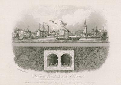 Themsen-tunneln med utsikt över Rotherhithe av English School