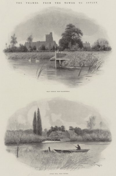 Themsen, från tornet till Iffley (litho) av English School