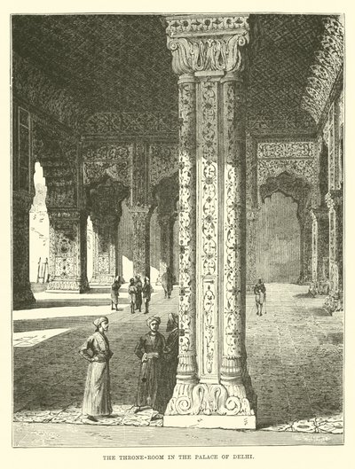 Throne-rummet i Palace of Delhi av English School