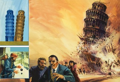 Der Turm von Pisa, vorgestellt im Einsturz von English School