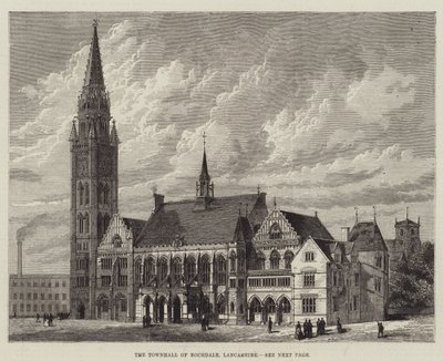 Rådhuset i Rochdale, Lancashire (gravyr) av English School