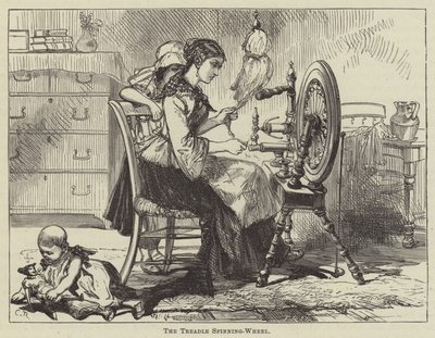 The Treadle Spinning-Wheel (gravyr) av English School