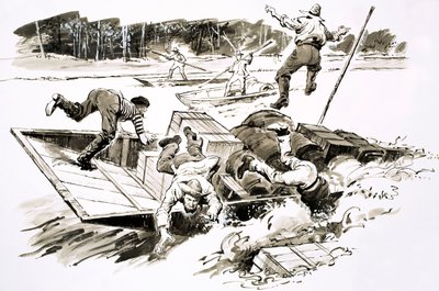 The Treasure-Hunters: Klondike Stampede (gouache på papper) av English School