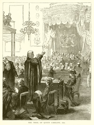 Rättegången mot drottning Caroline, 1820 av English School