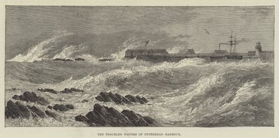 Peterhead Harbors oroliga vatten (gravyr) av English School
