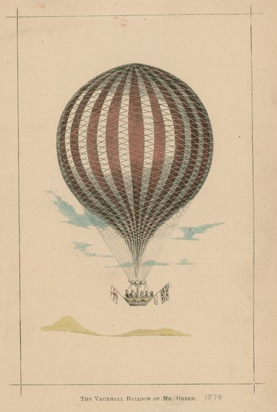 Vauxhall-ballongen av Mr Green; Vauxhall Gardens, London av English School