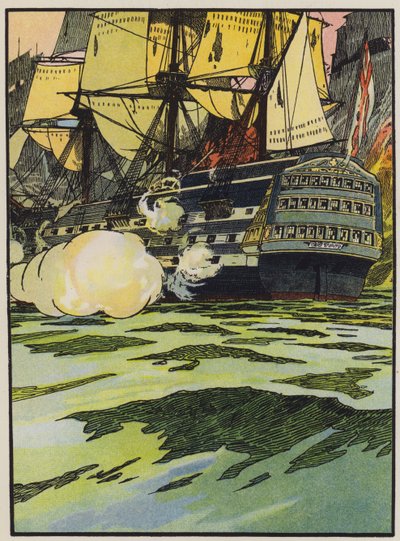Segern vid Trafalgar (färg litho) av English School