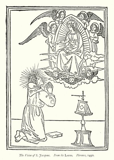 The Vision of S Jacopone, From his Laudi, Florence av English School