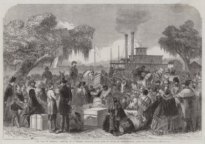 Kriget i Amerika, ankomst av en federal ångbåt med vapenvila vid Madisonville, Lake Pontchartrain (gravyr) av English School