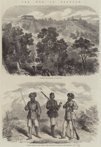 Kriget i Bhootan (gravyr) av English School