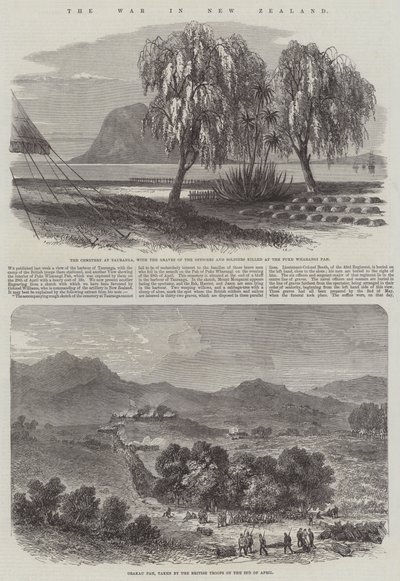 Kriget i Nya Zeeland (gravyr) av English School