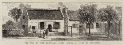 Kriget i Transvaal, Sydafrika, en butik i Lydenberg (gravyr) av English School
