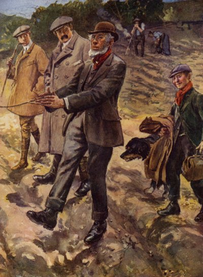 Water-Finder och Divining Rod (färg litho) av English School