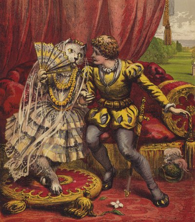 Den vita katten (färglitografi) av English School