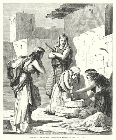 Die Frauen von Chaldäa zur Knechtschaft gezwungen, Jesaja XLVII (Gravur) von English School