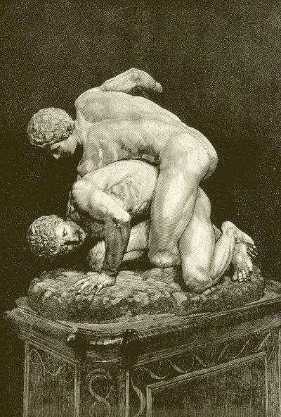 Brottarna. Marmorgrupp i Uffizi-galleriet i Florens (gravyr) av English School