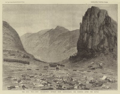 Zulukriget, Lord Chelmsfords reträtt från Isandlwana morgonen efter slaget (gravyr) av English School