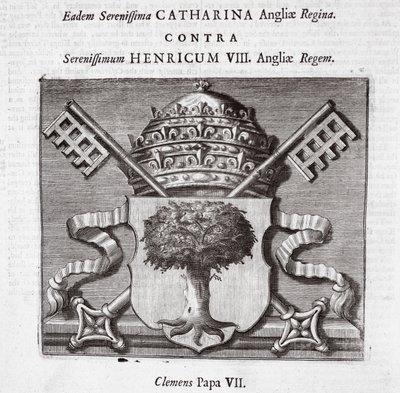 Vapen av Pope Clement VII, illustration från Acts and Monuments av John Foxe, nionde upplagan, pub. 1684 av English School