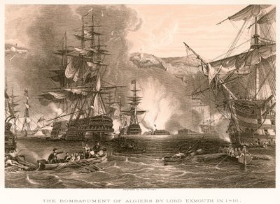 Lord Exmouths bombardement av Alger 1816 av English School