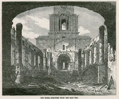 Brännandet av St Annes Church i Limehouse av English School