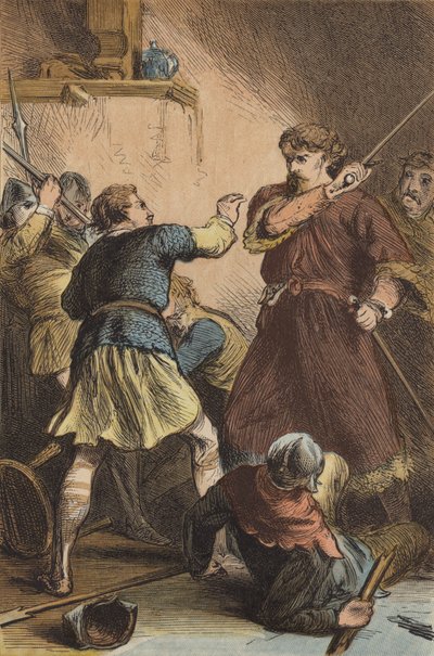 Tillfångatagandet av Richard I av Leopold av Österrike (färgad gravyr) av English School