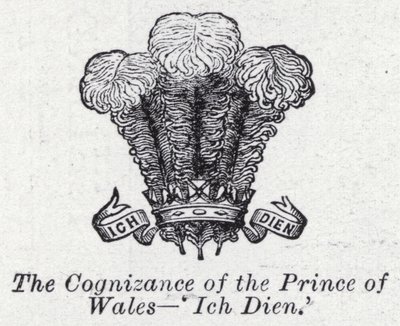Kunskapen om prinsen av Wales, "Ich Dien" (litho) av English School
