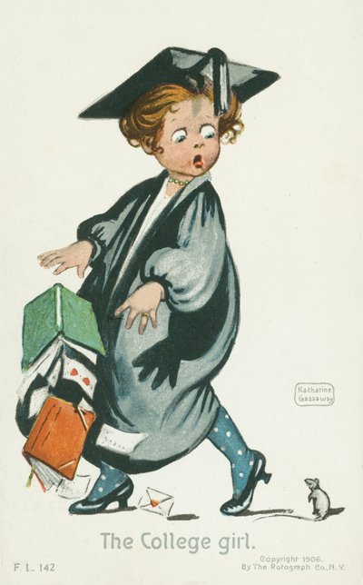 The college girl (färglitografi) av English School