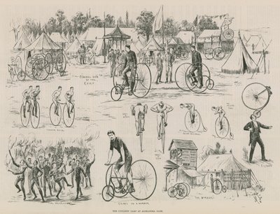Cyklisterna campar vid Alexandra Park av English School
