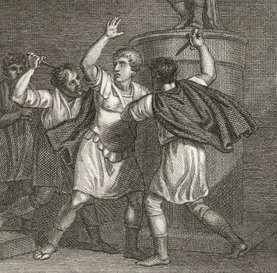 Julius Caesars död (gravyr) av English School